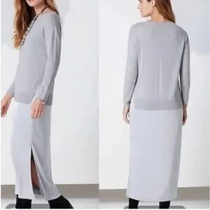 J.Jill NWT Mixed Media Satin Skirt Knit Top Maxi Dress Size Large